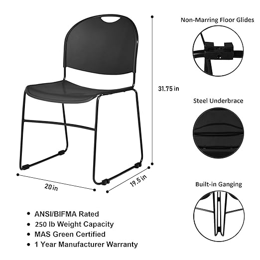 OEF Furnishings Multi-Purpose Ultra Compact Stack Chair (4 Pack)