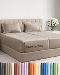 Extra Deep Pocket Split King Sheets - 5 Piece Breathable & Cooling Bed Sheets - Hotel Luxury Bed Sheet Set - Soft, Wrinkle Free & Comfy - Easily Fits Extra Deep Mattresses - Heathered Beige Sheets Set