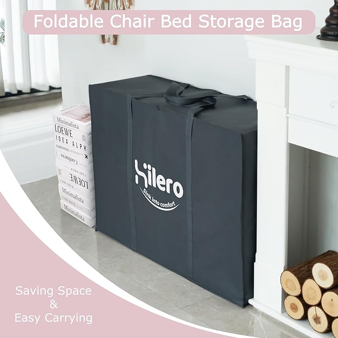 HILERO Folding Sofa Bed, 4 in 1 Convertible Sleeper Chair with Pillow, Single Memory Foam Fold Out Chair Bed, Modern Floor Futon Sofa Couch Mattress for Living Room/Guest/Apartment, Pink