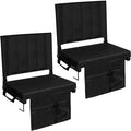 Romswi 2PK 3-Level Heated Stadium Seats for Bleachers with Back Support,Padded Bleacher Seats with Comfort Thick Cushion,Portable Folding Waterproof Bleacher Chair,with Shoulder Strap for Outdoors