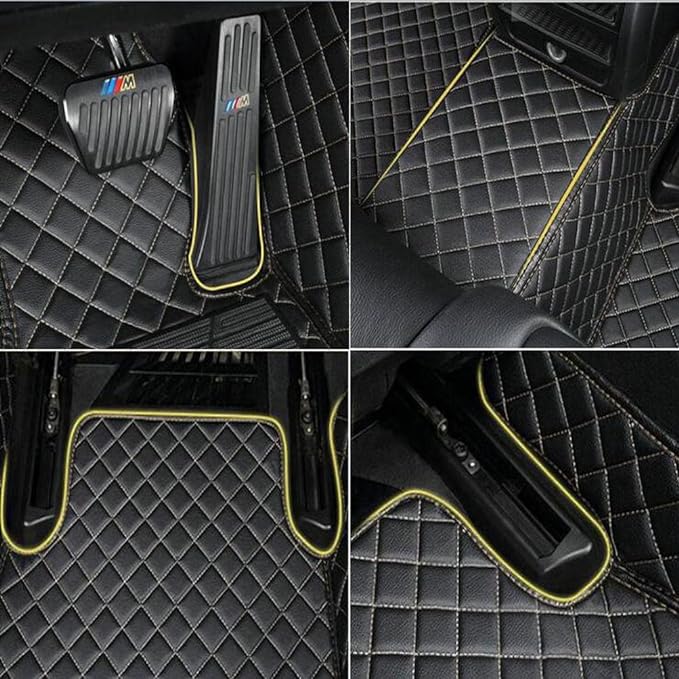 TAHALICustom Colors Car Floor Mats Black Pink for 99.9% Sedan SUV Sports， All-Weather Liners Car Floor mat，Luxury Leather Automotive Floor Mats (White-,3D Floor Mats)