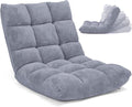 Floor Chair with Back Support, Foldling Gaming Sofa Chair with Comfy Cushion, Adjustable 14-Position Meditation Chairs, Lazy Lounge Recliner Reading Seat for Adults, Kids (Grey)