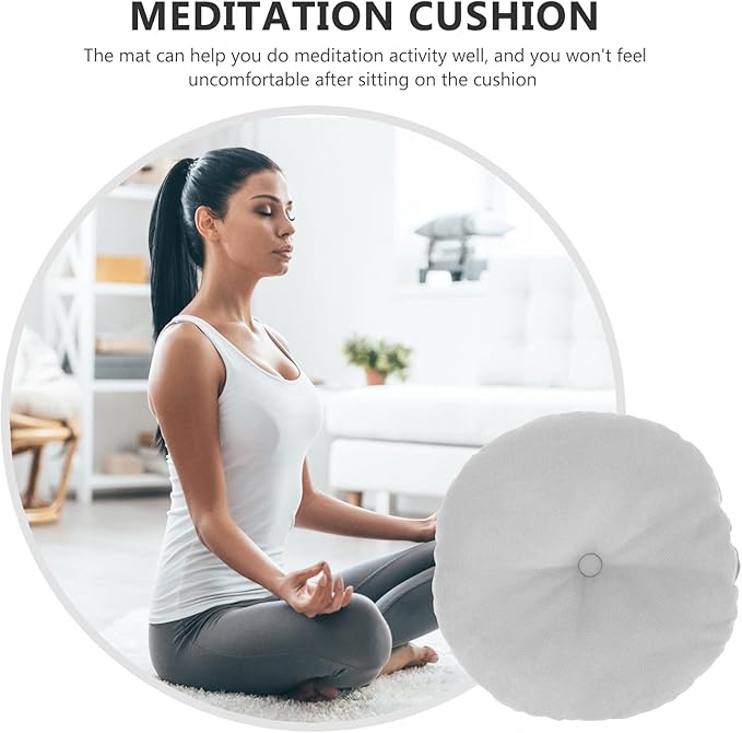Japanese Style Floor Cushion Tatami Seat Mat Small Light Gray Cotton Meditation Pillow Comfortable Floor Seating Cushion for Living Room and Bedroom