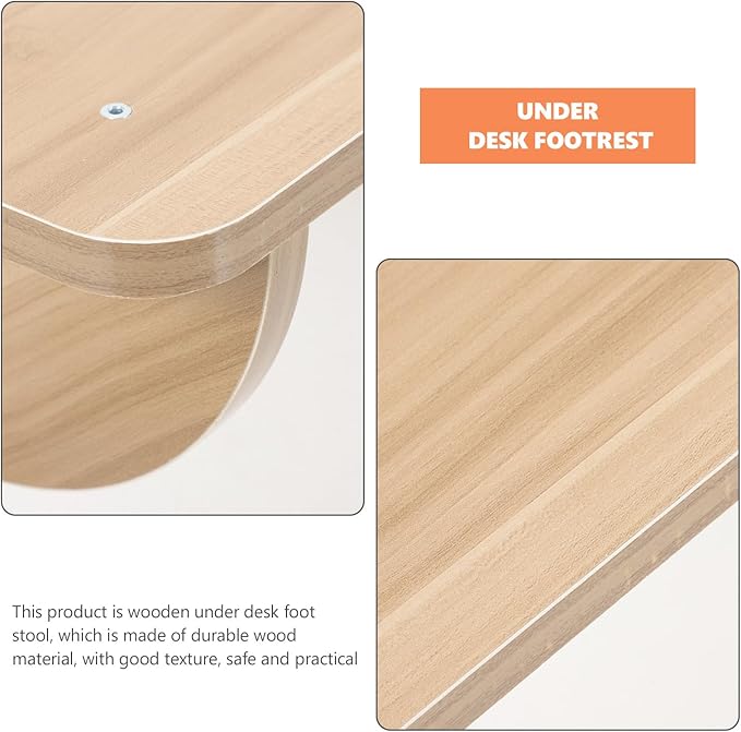 Generic Wooden Footrest Under Desk Medium 34X24Cm Ergonomic Office Footstool for Home and Work with Massage Surface and Leg Correction Support Random Color Random Color