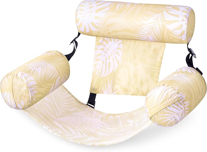 SLOOSH Pool Floats Chairs Adult,Inflatable Pool Lounge,Plant Pattern Floating Mat Hammock,Blow up Water Chairs Noodles rafts for Party Summer Water Beach Fun