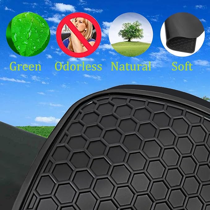 Car Floor Mats Custom Fit for Volkswagen VW Atlas 2018-2025 (7 Seat Bench Seating) Black Rubber All Weather Protection Auto Floor Liners Heavy Duty Odorless