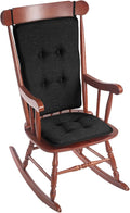 Klear Vu Embrace Rocking Chair Cushions for Living Room, Nursery, or Home Office, Tufted and Non-Slip Pads, 2 Piece Set, Seat 16"x15" and Seat Back 24"x17", Black