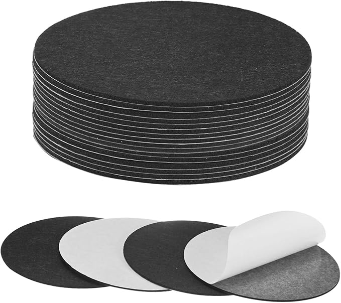 20-Pack Lamp Base Felt, 5.5 Inch Dia. 2mm Thick Self Adhesive Round Fabric Felt Pads for Lamp/Furniture/DIY, Non-Slip Fiber Backed Patch Circles with Adhesive Backing [Black]