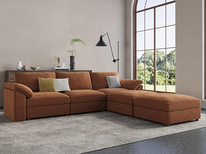 EASE MOOSE Oversized Modular Sectional Couch,Deep Seat L Shape Sectional Couch,Comfty Chenille Modular Sofa for Living Room, Removable Cover