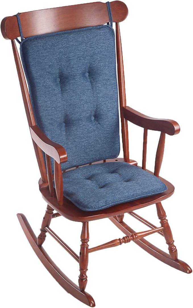 Klear Vu Embrace Rocking Chair Cushions for Living Room, Nursery, or Home Office, Tufted and Non-Slip Pads, 2 Piece Set, Seat 16"x15" and Seat Back 24"x17", Blue