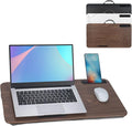 Portable Laptop Desk Fits Up to 16“ Laptops, with Tablet Slot, Built-in Cushion, Great for Home & Office,Lap Desk for Laptop,Lap Desk with Cushion (Brown, Large)