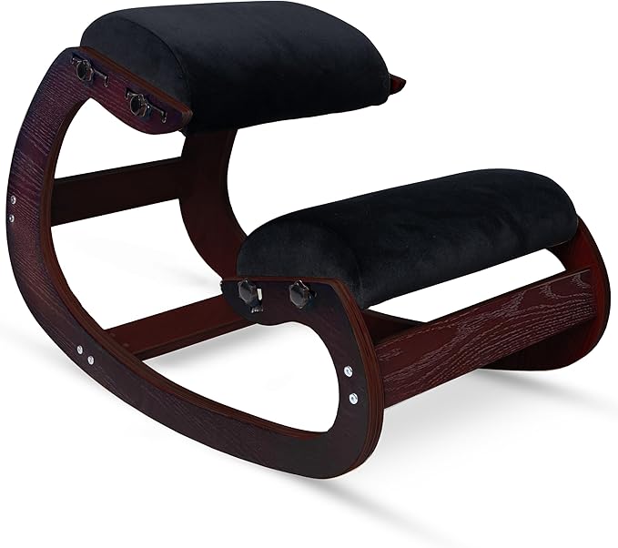 Ecordesk Ergonomic Kneeling Chair - Natural Latex Foam - Posture Chair for Desk with Adjustable Seat & Knee Pad, Rocking Knee Chair for Upright Posture (Walnut)