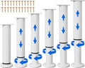Olldag 6 PCS Adjustable Height Bed Support Legs for Bed Frame/Bed Center Slat, Heavy Duty Furniture Replacement Legs 7.08-12.2 inch for Sofa/Cabinet/Couch/Dresser/Table (White)