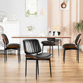 YaFiti Dining Chairs Set of 4, Dining Room and Kitchen Chairs, FSC Certified Mid Century Modern Accent Chair, Upholstered PU Leather Chairs for Vanity with Walnut Bentwood and Metal Legs, Black