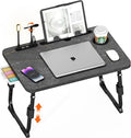 Laptop Desk for Bed Height Adjustable, Lap Bed Table with USB/Storage Drawer/Cup Holder/Tablet Stand/Book Shelf, Foldable Breakfast Tray Portable for Reading Writing, Sofa & Floor, Deep Stone Texture