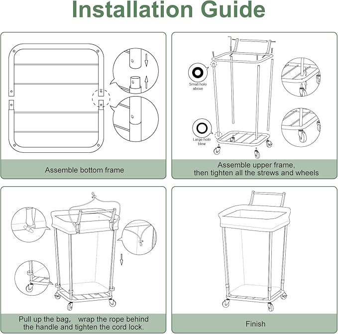 Mefirt 160L Laundry Hamper with Wheels and Handle, 2 Section Large Rolling Laundry Basket Bag with Wheels, Clothes Hamper Cart for Laundry, Bedroom, Bathroom and Dorm