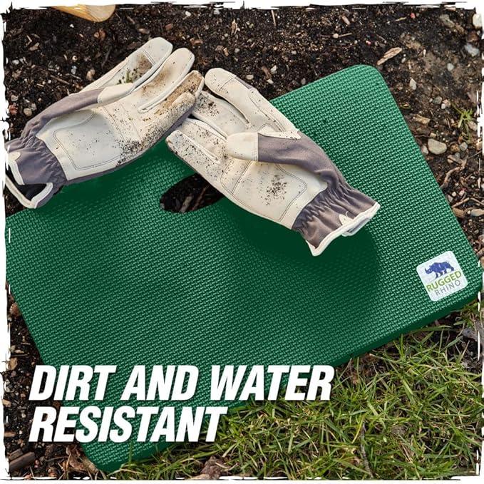 Rugged Rhino Heavy Duty Patent Pending Kneeling Pad, Shock Absorbent Thick Knee Pads, Holds Up to 300 lbs, Protect Knees from Hard Concrete Surfaces, for Mechanics, Yard Gardening, Gym, Pine Green
