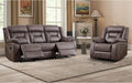 EBELLO Manual Recliner Sofa Set, Faux Leather Reclining Living Room Furniture Set, Included Recliner Chair and 3 Seat Manual Recline Sofa, Grey