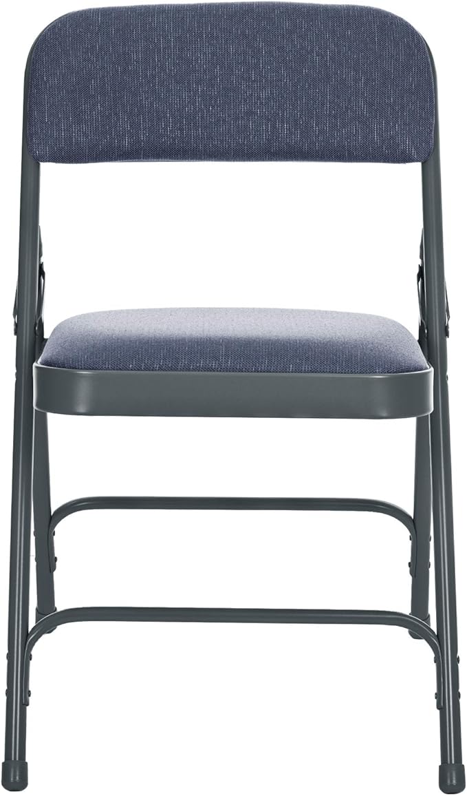 OEF Furnishings OEF2200 Series Heavy-Duty Premium Fabric Padded Upholstery Double-Hinged Folding Chairs (4-Pack, Midnight Blue)