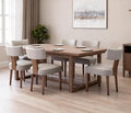 RIVOVA Mid Century Modern Dining Chairs Set of 6 PU Leather Upholstered Side Chairs, Modern Kitchen Armless Parson Chairs Solid Wood Dining Chairs, Grey
