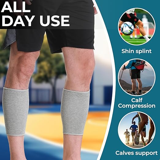 NeoTech Care Calf Compression Sleeve for Calves Support or Shin Splint (Gray Color, Size S, 1 Pair)