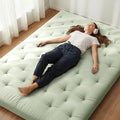 ZonLi Japanese Floor Futon Mattress King Size 80"x 76", 100% Cotton Cover 2.5'' Thicken Tatami Mattress, Foldable Sleeping Pad, Portable Dormitory Tatami Mat, Roll Up Floor Lounger Bed for Adult