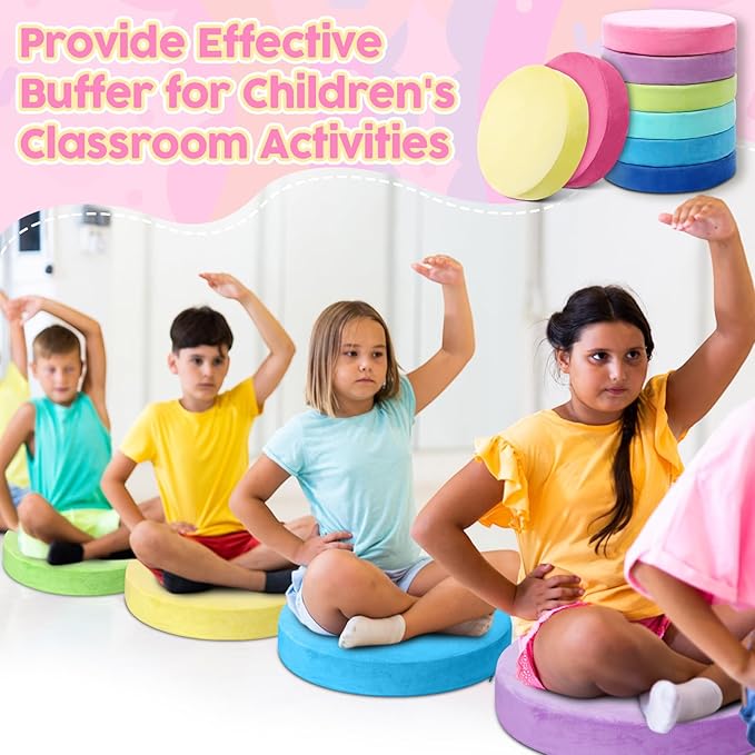 GlikCeil 8 Pcs Round Floor Pillow Cushions for Kids Classroom 15'' Soft Flexible Seating Chair Floor Seats for Reading Corner Playroom - Winter & Spring School Supplies (Candy Series)