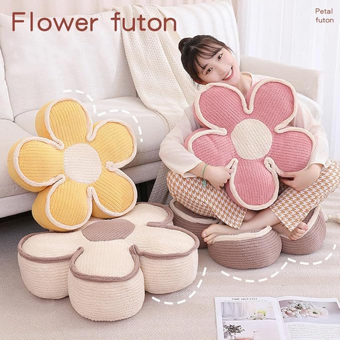 Sexysamba Flower Shaped Floor Seat Pillows Cushions 25.6" x 7.5", Giant Aesthetic Daisy Flower Decorative Throw Pillows Preppy Floor Seating Cushion for Girls Bedroom Room Sofa Chair Decor,Blue