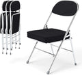 Real Relax Folding Chairs with Padded Thick Seat, Durable Corduroy Fabric, Portable Stackable Commercial Folding Office Chair with Steel Frame for Events Office Wedding Party,650LB,4 Pack,Black