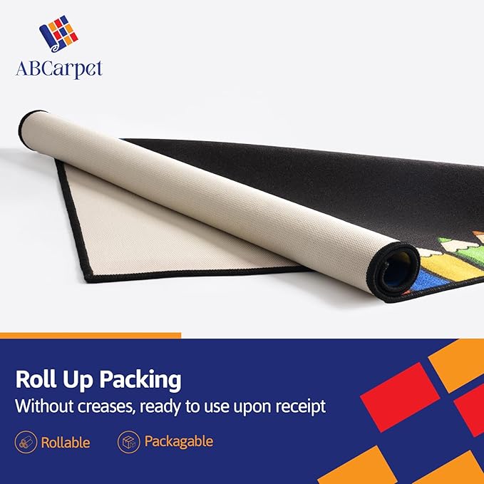 Classroom Rug 16 Seats Carpet for Elementary Preschool Homeschool Daycare Playroom Reading Circle Time Activity Soft Washable Foldable Non Slip Backing Rolling Packing (6.5 x 8.5 ft)