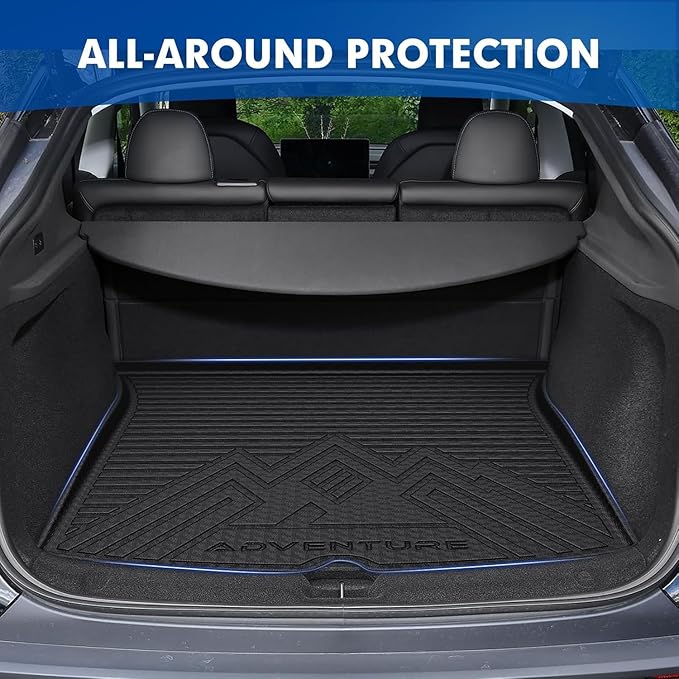 Mixsuper Floor Mats & Cargo Liner for Tesla Model Y Juniper 2025 2026 5 Seat,All Weather TPE Floor Liner Trunk Cargo mat Protectors,Full Set Car Mats for Model Y Accessories,Black