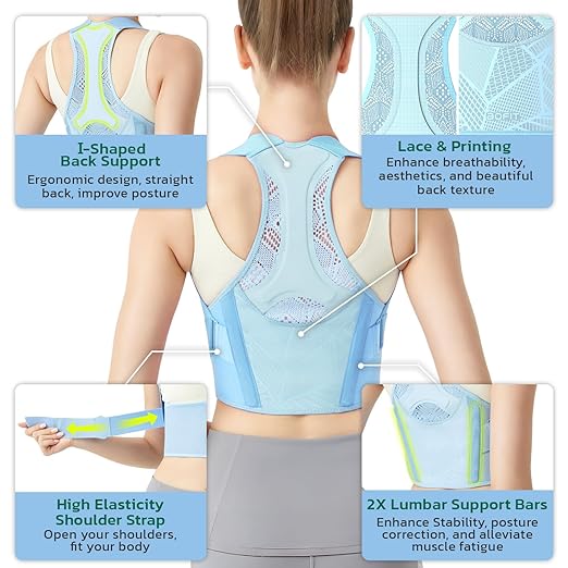 Posture Corrector for Women - Lightweight and Breathable Back Brace for Pain Relief, Rounded Shoulders and Hunchback, Compact & Portable with Fashionable Design, Invisible Under Clothes Black XL
