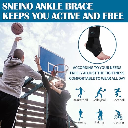 SNEINO Ankle Brace for Women & Men - Ankle Support Brace for Sprained Ankle, Ankle Stabilizer for Achilles, Tendon, Sprain, Injury Recovery, Lace up Ankle wrap for Running, Basketball, Volleyball (Large)