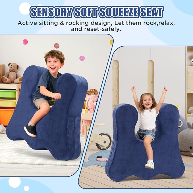 Memory Foam Sensory Soft Squeeze Seat, Sensory Rocker Chair for Kids, Compression Rocking Chair for Special Need Child, Rocking Seat for Autism, ADHD, Sensory Room Must Have Toys, Rocking Design