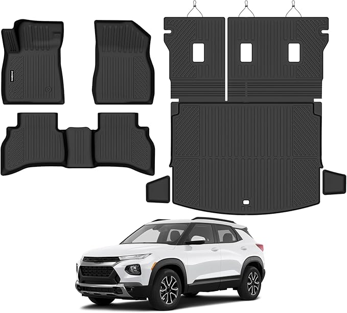 Naibeve Floor Mats for 2021-2025 2026 Chevrolet Trailblazer (Only Fit AWD) - All Weather Custom Fit for Trailblazer Floor Mats Trunk Mat with Backrest Mats (Only Fit Cargo in Upper Deck Position)