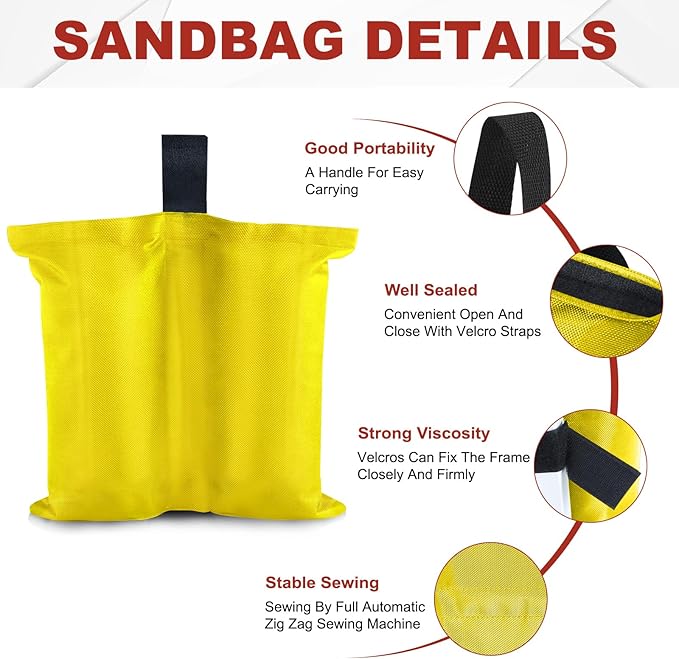 ABCCANOPY Canopy Weights 120 LBS Tent Sand Bags,4pcs-Pack (Yellow)