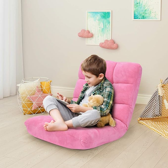 KOMFOTT 14-Position Adjustable Palace Lounger with Back Support - Gaming Chair, Meditation Lounger, Living Room Pink