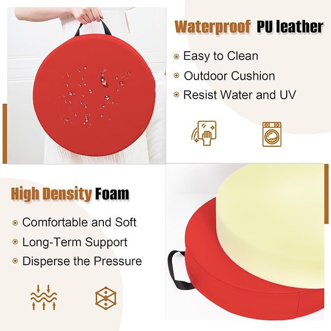 M Mute Touch 6 Pcs Flexible Seating, Waterproof Floor Cushions Easy to Clean and Carry,16''x16''x3'' Soft Seat Cushion for Learning Sitting Daycare Chair Yoga and Meditation (PU Leather)