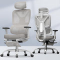 FLEXISPOT ErgoX Premium Ergonomic Office Chair with Footrest- Adjustable 3D Armrests, Dynamic Lumbar Support, Recline & Tilt Function, Mesh Seat, for Home & Office Use,Grey Foam