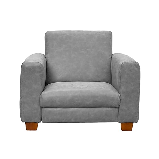Children's Factory As We Grow Modern Chair, Flexible Seating for Classroom Elementary, Adjustible Playroom Furniture, Faux Distressed Leather Gray