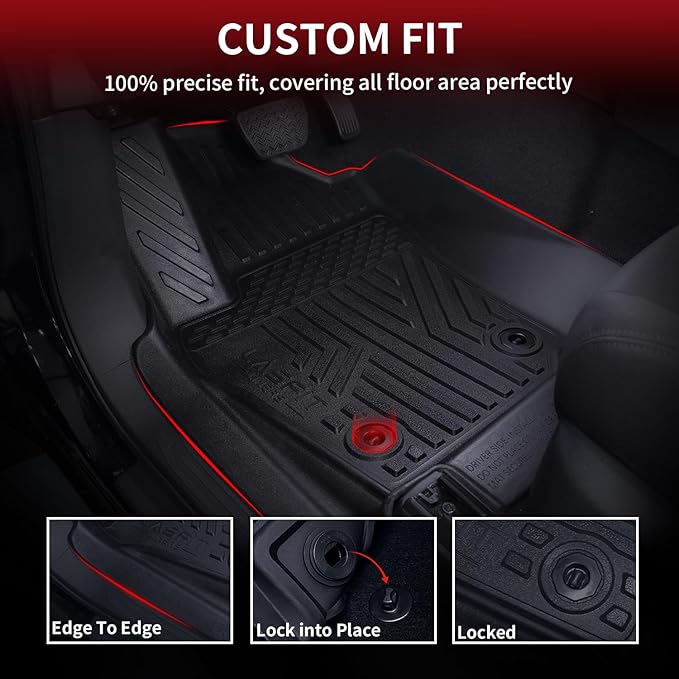 LASFIT Floor Mats for Toyota 4Runner 2013-2024 (Only for 7 Seats) All Weather Custom Fit Floor Liner for Toyota 4 Runner TPE Mats Front&Rear 3 Row Car Mats, Black