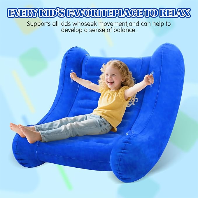 Toggloo lnflatable Couch Rocking Chair for Kids, 42” x 42” x 38” AIR Cloud Rocker - Sensory Chair for Autistic ADHD Child - Autism Sensory Products Training Body Coordination