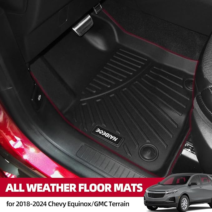All Weather Floor Mats for 2018-2024 Chevy Equinox/GMC Terrain Trunk Mat Cargo Mat Back Seat Cover Protector for Chevrolet Equinox Accessories (Floor Liner+Trunk Mat+Backrest Mats)