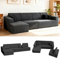 Komusou 142" Boneless Couch, Cloud Modular Sectional Sofa with L-Shape Chaise and Deep Seat, Modern Upholstered Couches for Living Room Bedroom No Assembly Required (Grey, Left Facing Chaise)