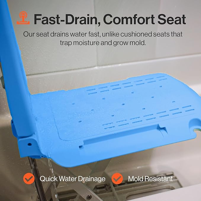 SuperHandy Portable Floor & Bath Lift – 26V 51.8Wh Battery, Lightweight 19 lbs, Foldable, 330 lb Capacity, IP68 Waterproof Lift for Seniors, Ergonomic Seat with Removable Panels (Spa Blue)