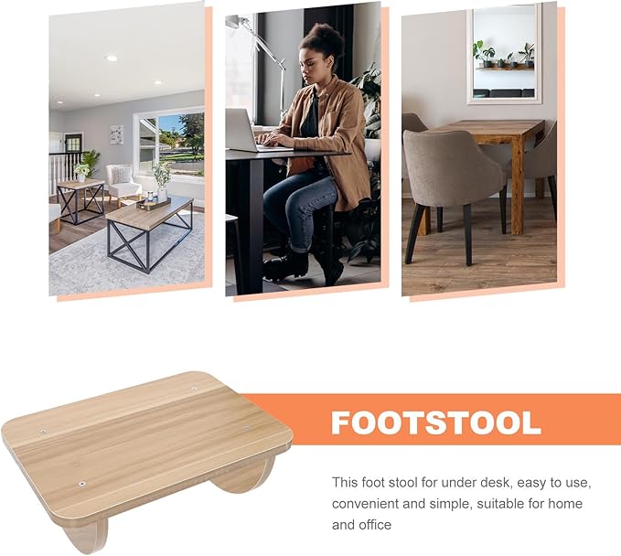 Lurrose Wooden Under Desk Footstool Medium 34X24Cm Ergonomic Rocking Footrest for Office Work Posture Correction and Leg Support Random Color Random Color