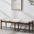 RIVOVA 54.25" Modern Ottoman Bench Upholstered Sherpa Bedroom End of Bed Bench Boho Bench Long Seating Bench Entryway Stool with Wood Legs for Living Room/Foyer, Beige