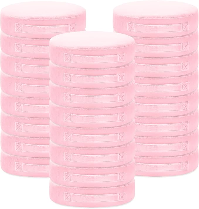 24 Pcs Round Floor Cushions for Kids, 15'' Plush Flexible Seating Pillows with Handles, Soft Chair Seats for Classroom Elementary Daycare Preschool Playroom Reading Corner Light Pink