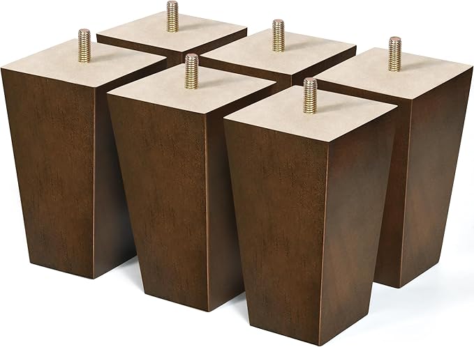 AORYVIC Wood Furniture Legs Sofa Legs Pack of 4 Square Couch Legs Mid-Century Modern Replacement Legs for Armchair Recliner Coffee Table Dresser Sideboard (5 inch (6PCS))