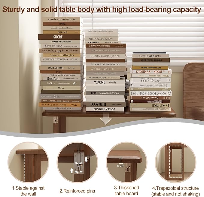 WoodsWhisper Solid Wood Folding Desk, Mid Century Modern Home Office Desk,Adjustable Foldable Computer Desk for Small Spaces,31.5" Foldable Computer No Assembly Small Writing Desk